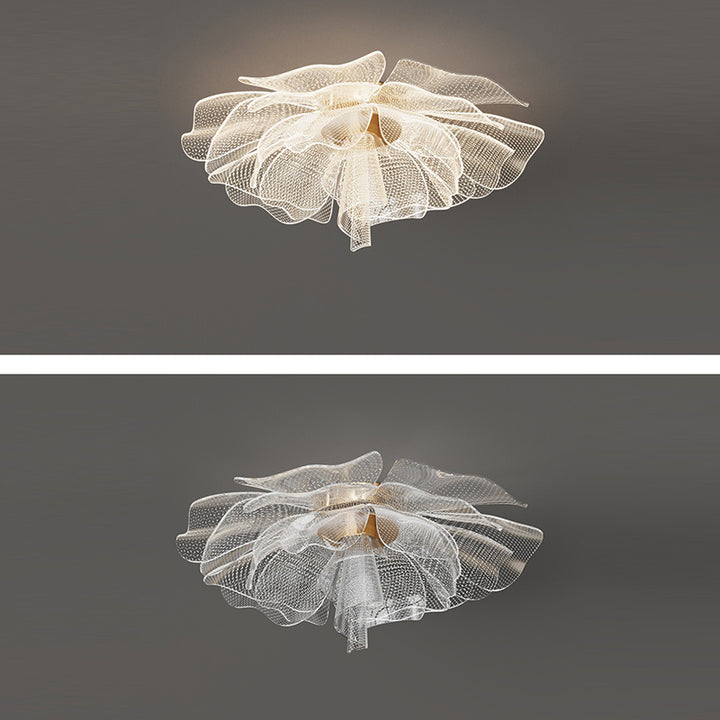 Moderne Luxus Blume Blütenblatt Dome Eisen Acryl LED Unterputz Deckenleuchte für Schlafzimmer 