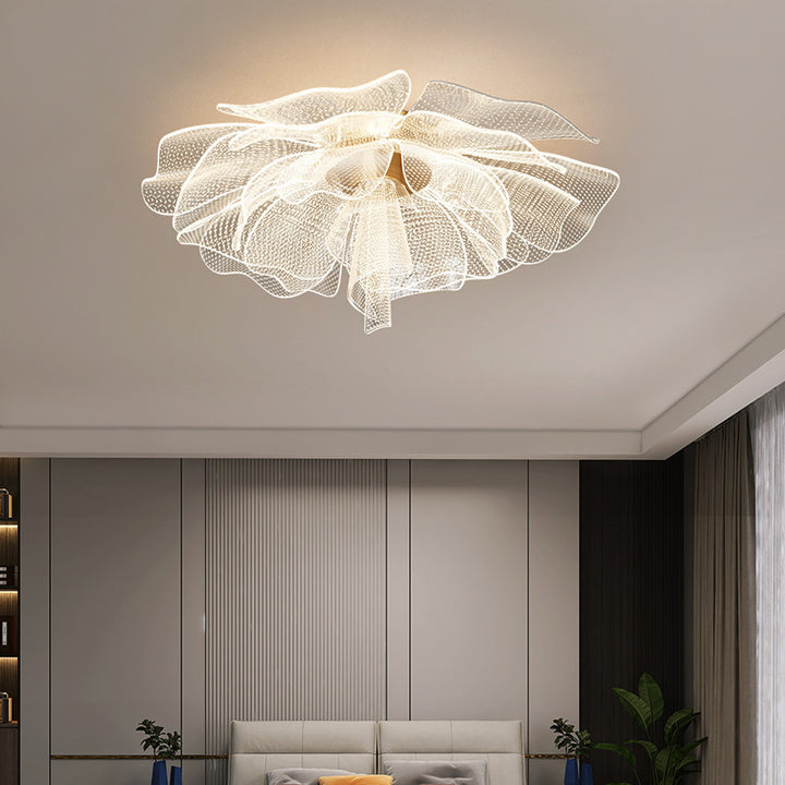 Moderne Luxus Blume Blütenblatt Dome Eisen Acryl LED Unterputz Deckenleuchte für Schlafzimmer 
