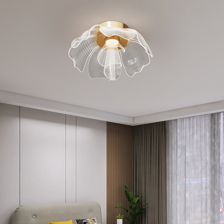 Moderne Luxus Blume Blütenblatt Dome Eisen Acryl LED Unterputz Deckenleuchte für Schlafzimmer 