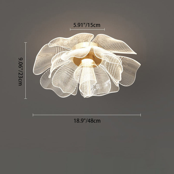 Moderne Luxus Blume Blütenblatt Dome Eisen Acryl LED Unterputz Deckenleuchte für Schlafzimmer 