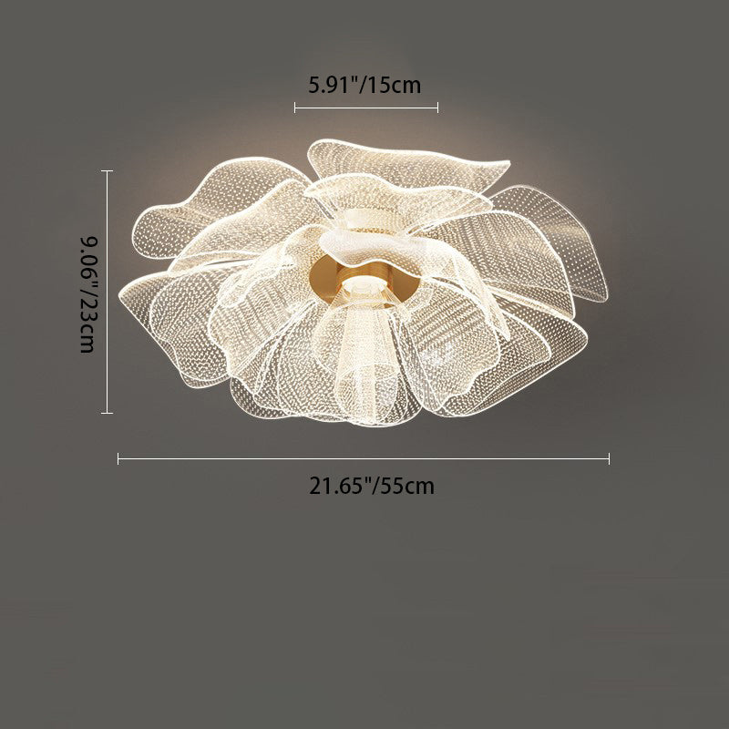 Moderne Luxus Blume Blütenblatt Dome Eisen Acryl LED Unterputz Deckenleuchte für Schlafzimmer 