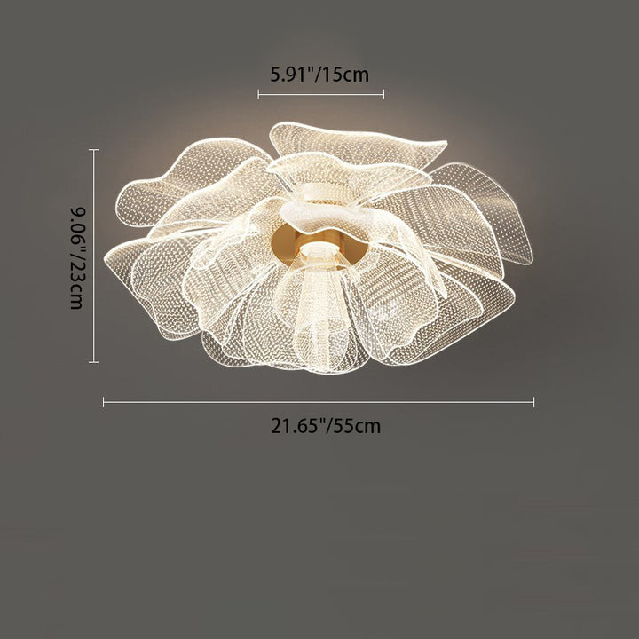 Moderne Luxus Blume Blütenblatt Dome Eisen Acryl LED Unterputz Deckenleuchte für Schlafzimmer 