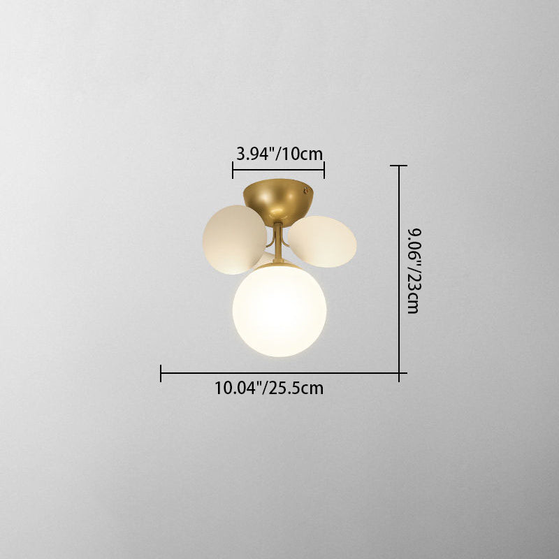 Zeitgenössische skandinavische bunte Blumenkugel aus Metall, Glas, Acryl, 1/4/6/8 Lichter, halbbündige Deckenleuchte für Schlafzimmer 
