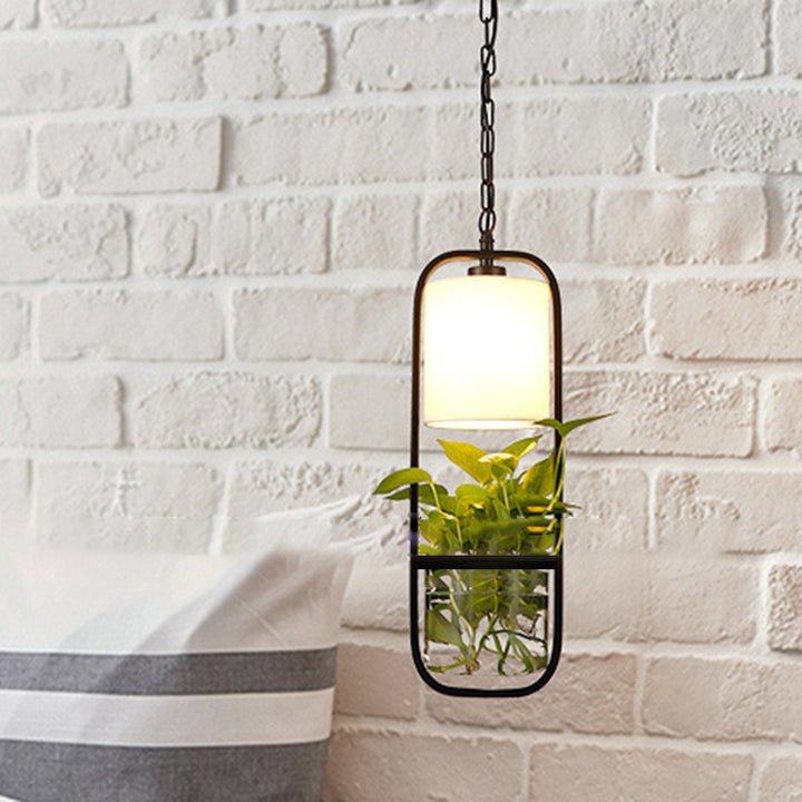 Suspension lumineuse rectangulaire Art Déco moderne en fer et verre avec plantes aquatiques pour salon 