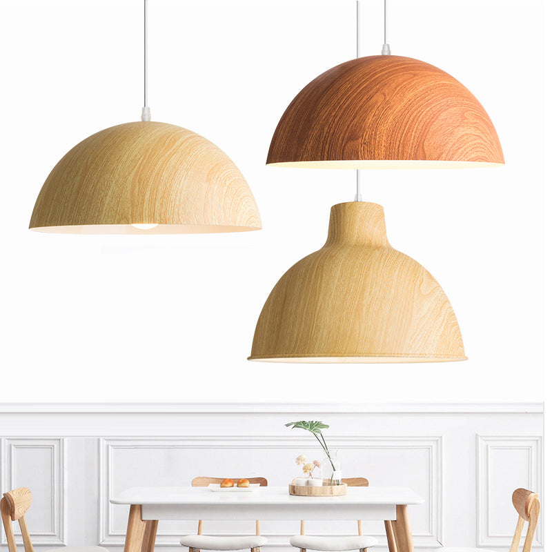 Lustre suspendu traditionnel japonais rond semi-circulaire en fer à 1 lumière pour salle à manger 