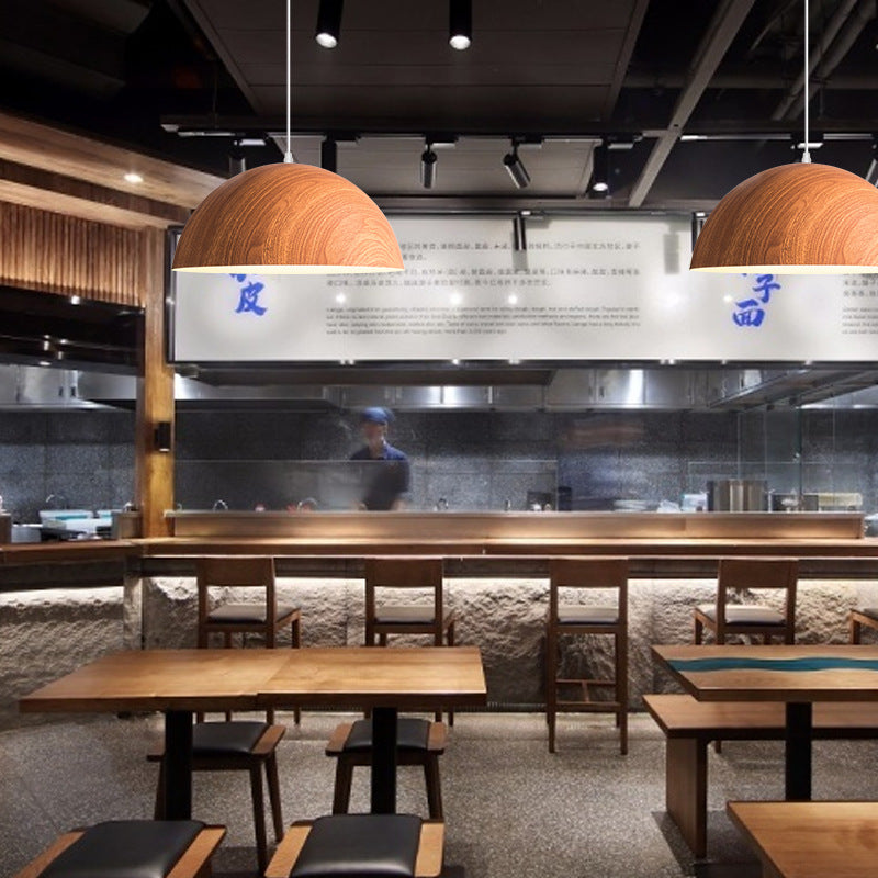 Lustre suspendu traditionnel japonais rond semi-circulaire en fer à 1 lumière pour salle à manger 