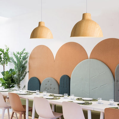 Lustre suspendu traditionnel japonais rond semi-circulaire en fer à 1 lumière pour salle à manger 