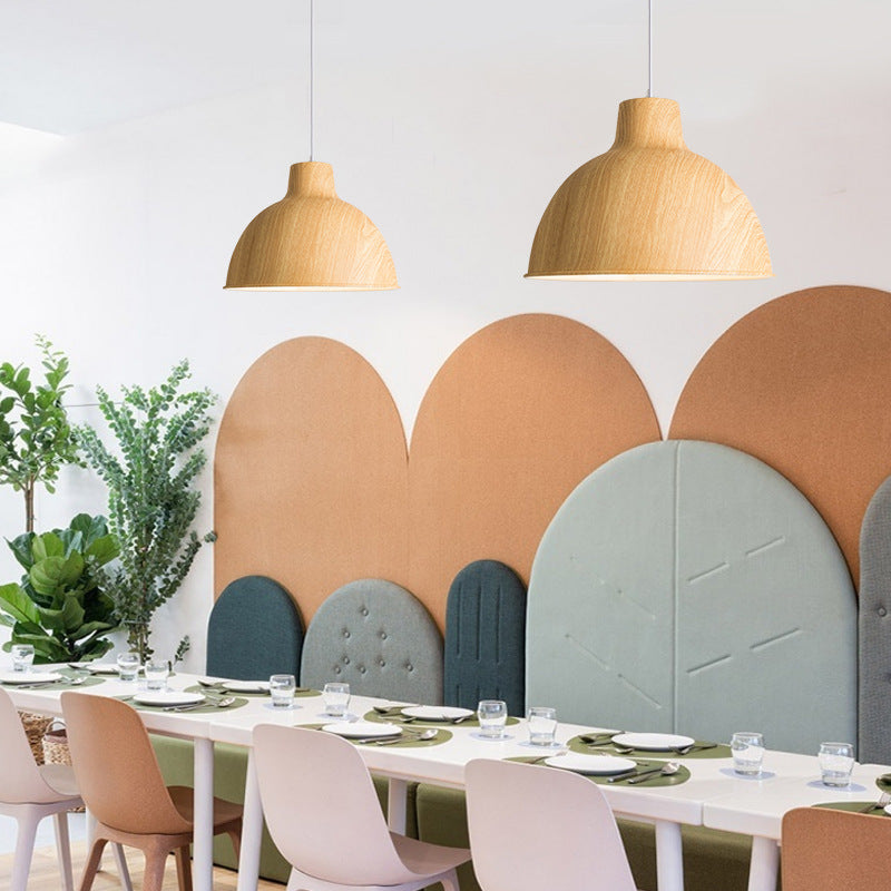 Lustre suspendu traditionnel japonais rond semi-circulaire en fer à 1 lumière pour salle à manger 