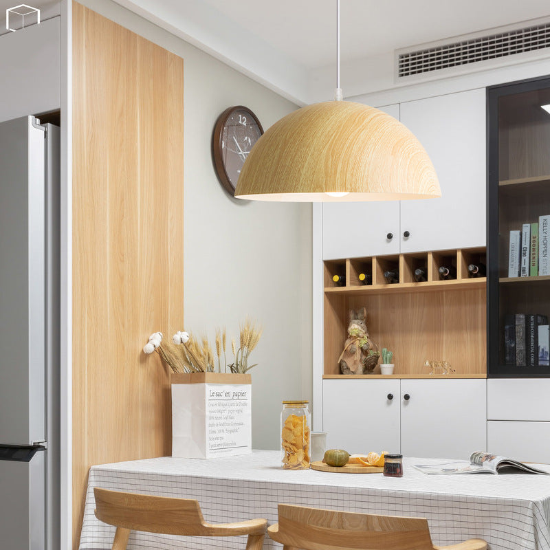 Lustre suspendu traditionnel japonais rond semi-circulaire en fer à 1 lumière pour salle à manger 