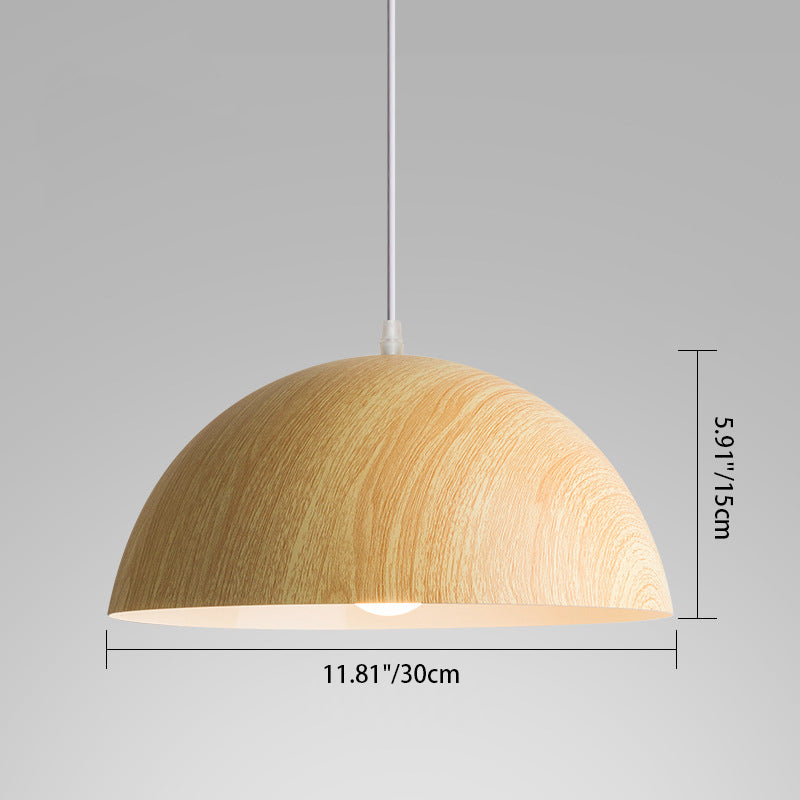 Lustre suspendu traditionnel japonais rond semi-circulaire en fer à 1 lumière pour salle à manger 