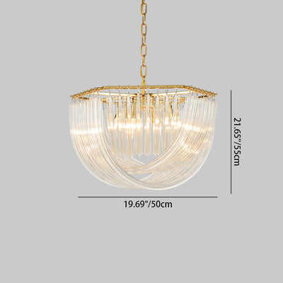 Lustre moderne rond en demi-cercle en métal et verre 6/8 lumières pour chambre 