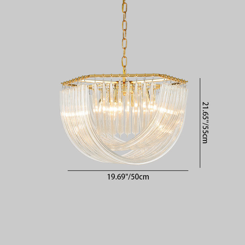 Lustre moderne rond en demi-cercle en métal et verre 6/8 lumières pour chambre 
