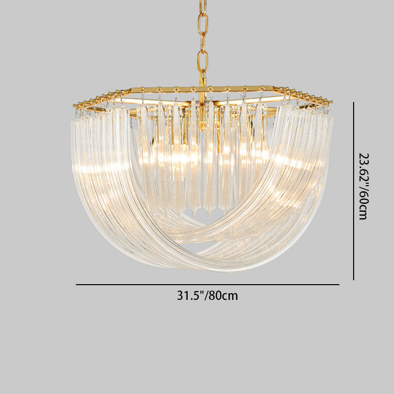 Lustre moderne rond en demi-cercle en métal et verre 6/8 lumières pour chambre 