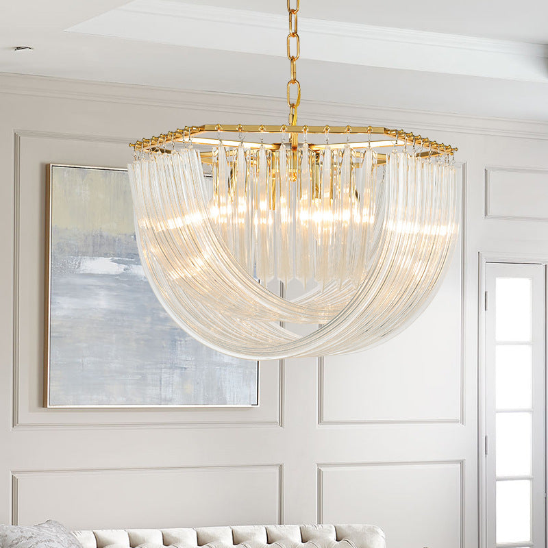 Lustre moderne rond en demi-cercle en métal et verre 6/8 lumières pour chambre 