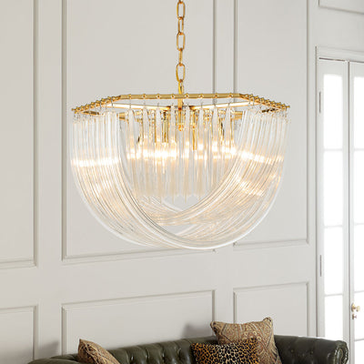 Lustre moderne rond en demi-cercle en métal et verre 6/8 lumières pour chambre 