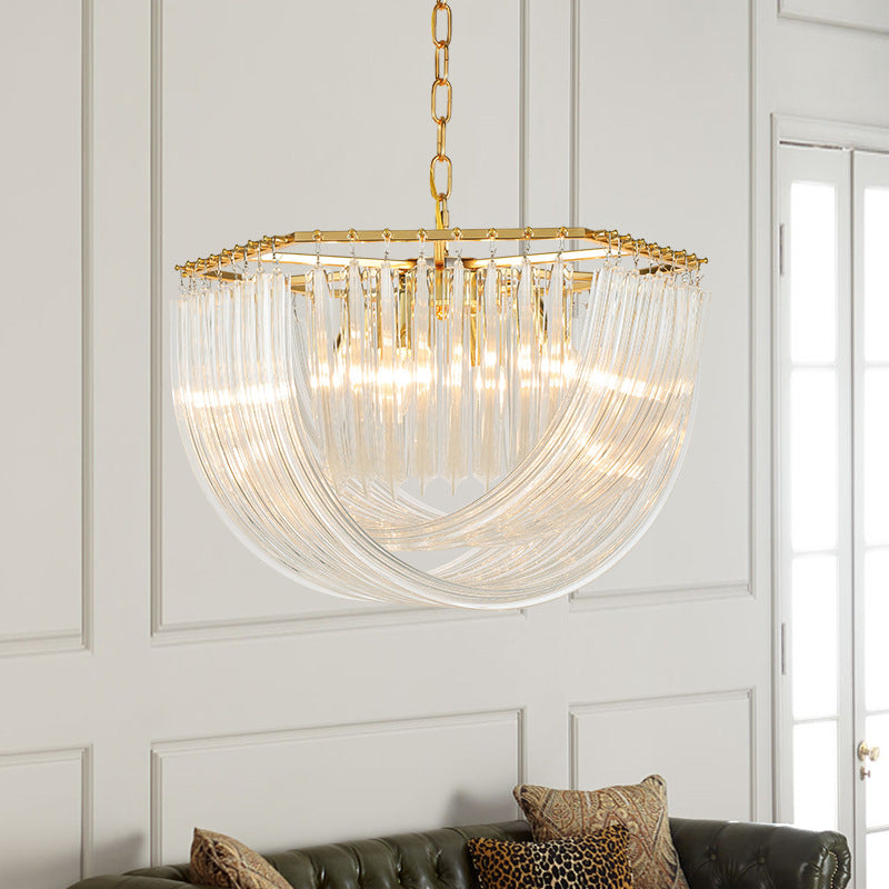 Lustre moderne rond en demi-cercle en métal et verre 6/8 lumières pour chambre 
