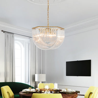 Lustre moderne rond en demi-cercle en métal et verre 6/8 lumières pour chambre 