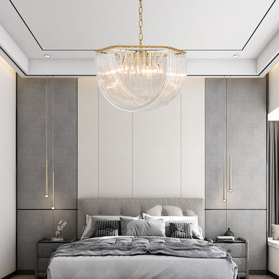 Lustre moderne rond en demi-cercle en métal et verre 6/8 lumières pour chambre 