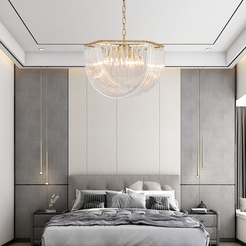 Lustre moderne rond en demi-cercle en métal et verre 6/8 lumières pour chambre 