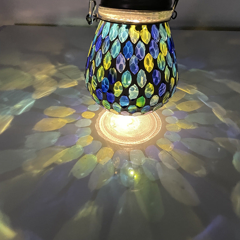 Traditionelle Tiffany Solar Wasserdichte Mason Jar Runde Glas LED Außenleuchte Für Garten 