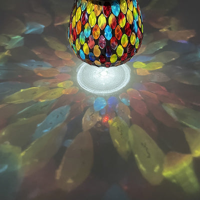 ضوء خارجي LED زجاجي دائري مقاوم للماء من تيفاني التقليدي في جرة ميسون للطاقة الشمسية للحديقة 