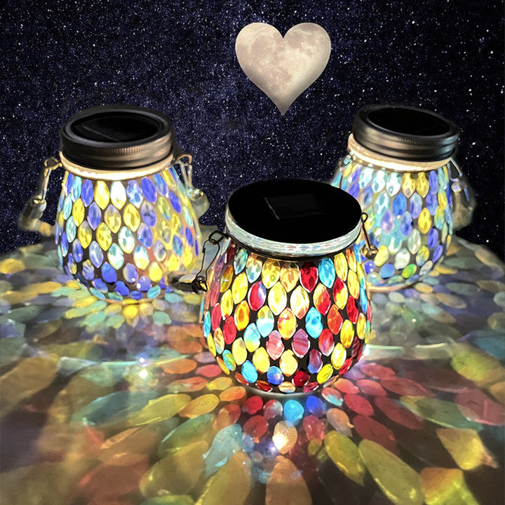 Traditionelle Tiffany Solar Wasserdichte Mason Jar Runde Glas LED Außenleuchte Für Garten 