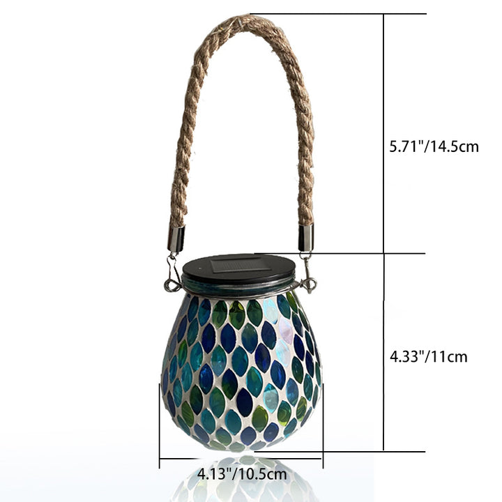 Traditionelle Tiffany Solar Wasserdichte Mason Jar Runde Glas LED Außenleuchte Für Garten 