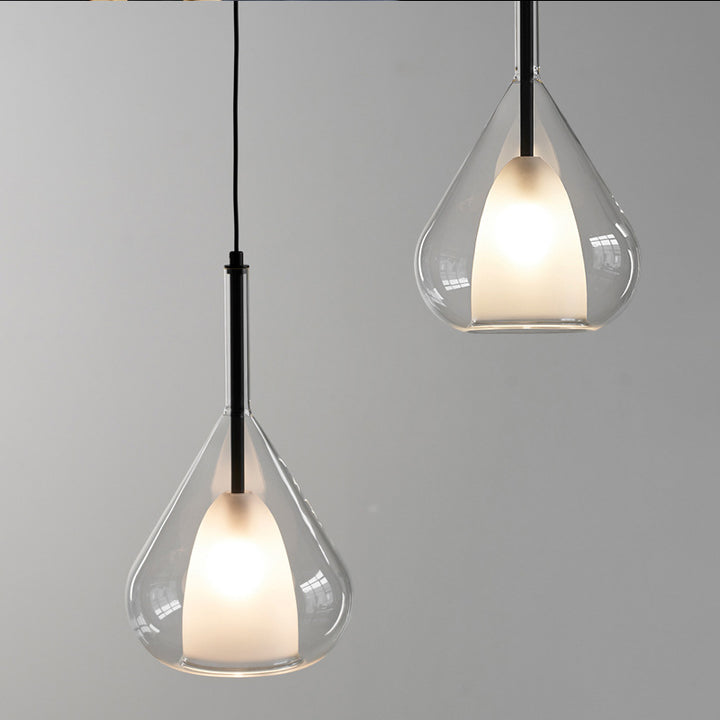 Suspension lumineuse conique ronde en fer et verre minimaliste moderne à 1 lumière pour chambre 