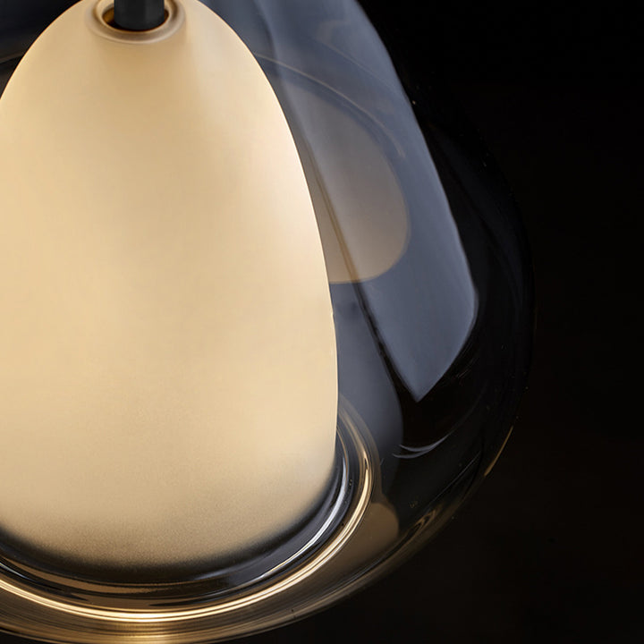 Suspension lumineuse conique ronde en fer et verre minimaliste moderne à 1 lumière pour chambre 