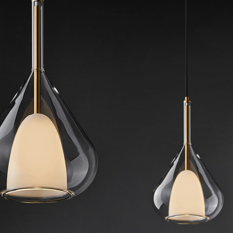 Suspension lumineuse conique ronde en fer et verre minimaliste moderne à 1 lumière pour chambre 