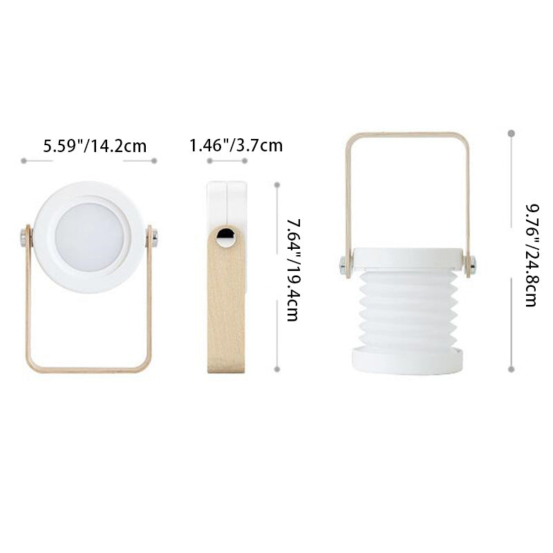 مصباح طاولة LED حديث على الطراز الاسكندنافي قابل للطي ومحمول بأسطوانة خشبية وحديدية لغرفة النوم 