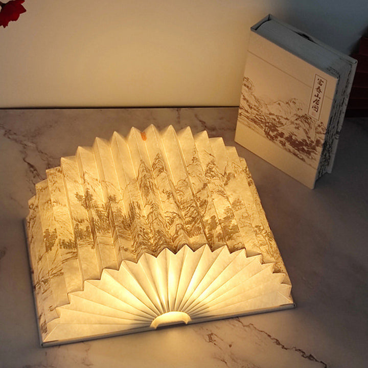 Lampe de table LED en forme de livre pliable créatif contemporain en PU rectangulaire pour chambre à coucher 