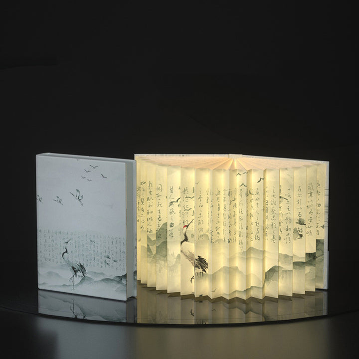 Lampe de table LED en forme de livre pliable créatif contemporain en PU rectangulaire pour chambre à coucher 