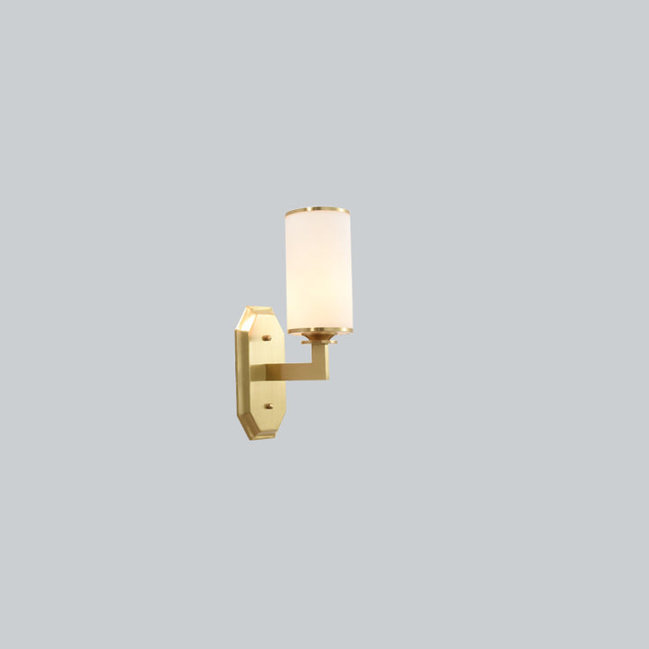 Lámpara Aplique de Pared de 1 Luz Moderna de Lujo Redonda Cilíndrica Esférica de Vidrio y Cobre para Dormitorio 