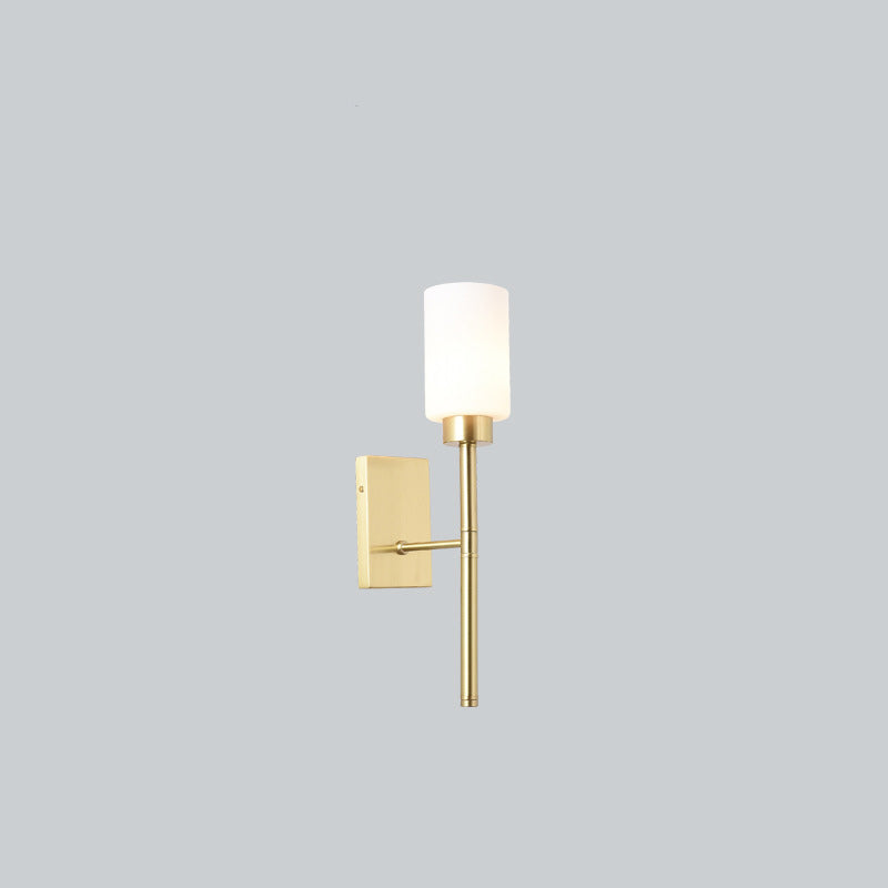 Lámpara Aplique de Pared de 1 Luz Moderna de Lujo Redonda Cilíndrica Esférica de Vidrio y Cobre para Dormitorio 
