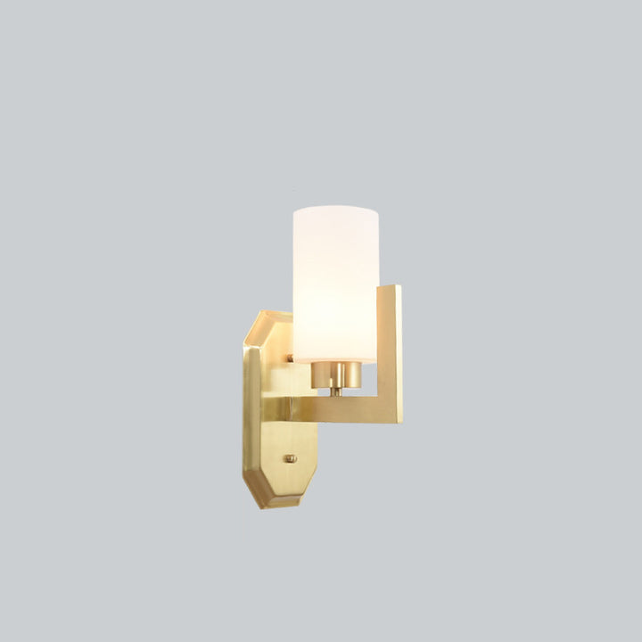 Lámpara Aplique de Pared de 1 Luz Moderna de Lujo Redonda Cilíndrica Esférica de Vidrio y Cobre para Dormitorio 