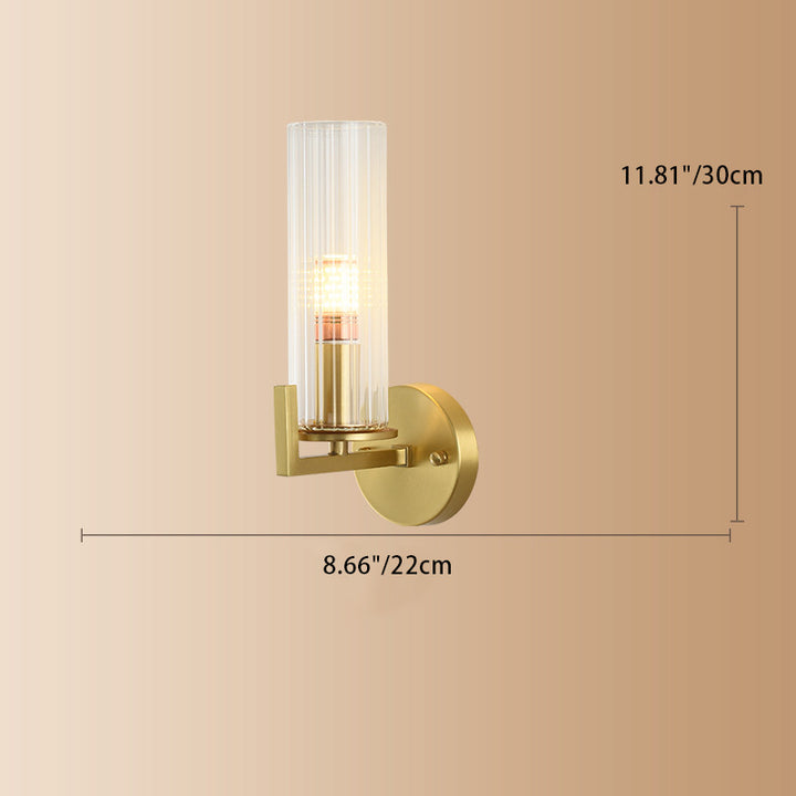 Lámpara Aplique de Pared de 1 Luz Moderna de Lujo Redonda Cilíndrica Esférica de Vidrio y Cobre para Dormitorio 