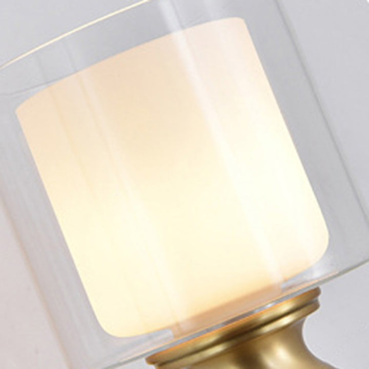 Lámpara Aplique de Pared de 1 Luz Moderna de Lujo Redonda Cilíndrica Esférica de Vidrio y Cobre para Dormitorio 