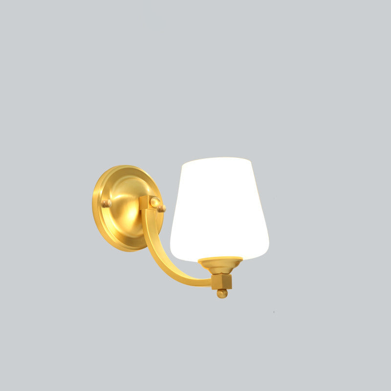 Lámpara Aplique de Pared de 1 Luz Moderna de Lujo Redonda Cilíndrica Esférica de Vidrio y Cobre para Dormitorio 