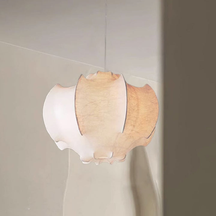 Lámpara colgante tradicional vintage en forma de murciélago ovalada de hierro y seda 1/3 luces para dormitorio 