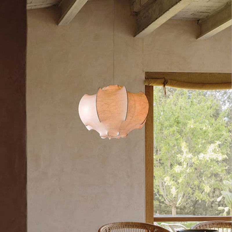 Lámpara colgante tradicional vintage en forma de murciélago ovalada de hierro y seda 1/3 luces para dormitorio 