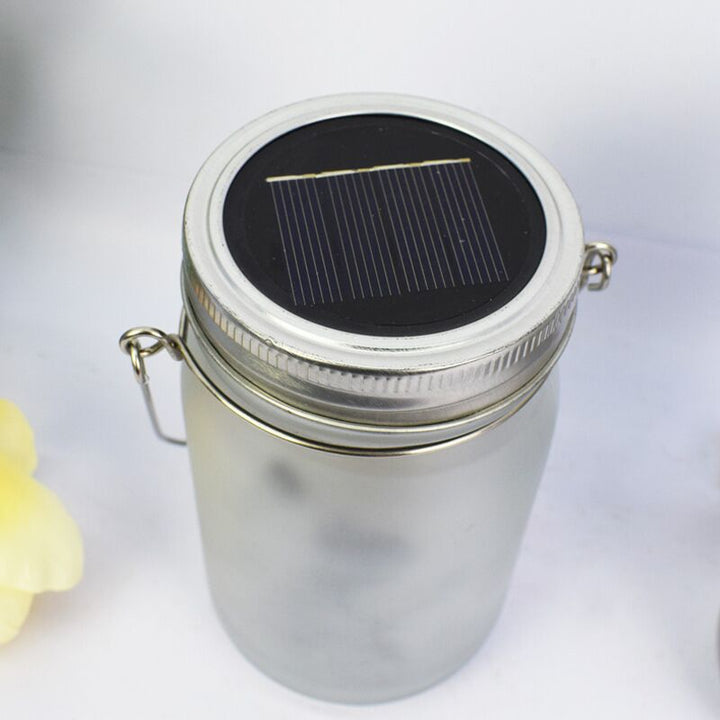 Lampe extérieure LED en verre inoxydable en forme de cylindre avec bouteille étoilée solaire simple et moderne, étanche pour jardin 
