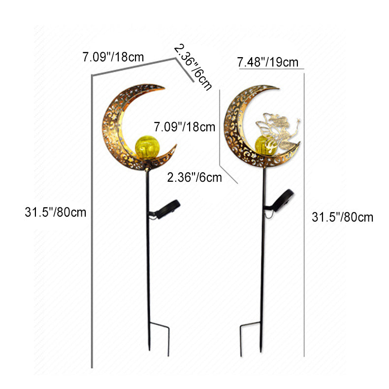 ضوء LED خارجي لحديقة على شكل نجمة وشمس وقمر مصنوع من الحديد والزجاج بتصميم آرت ديكو عصري مقاوم للماء 