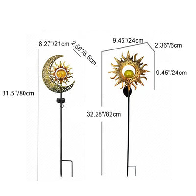 ضوء LED خارجي لحديقة على شكل نجمة وشمس وقمر مصنوع من الحديد والزجاج بتصميم آرت ديكو عصري مقاوم للماء 
