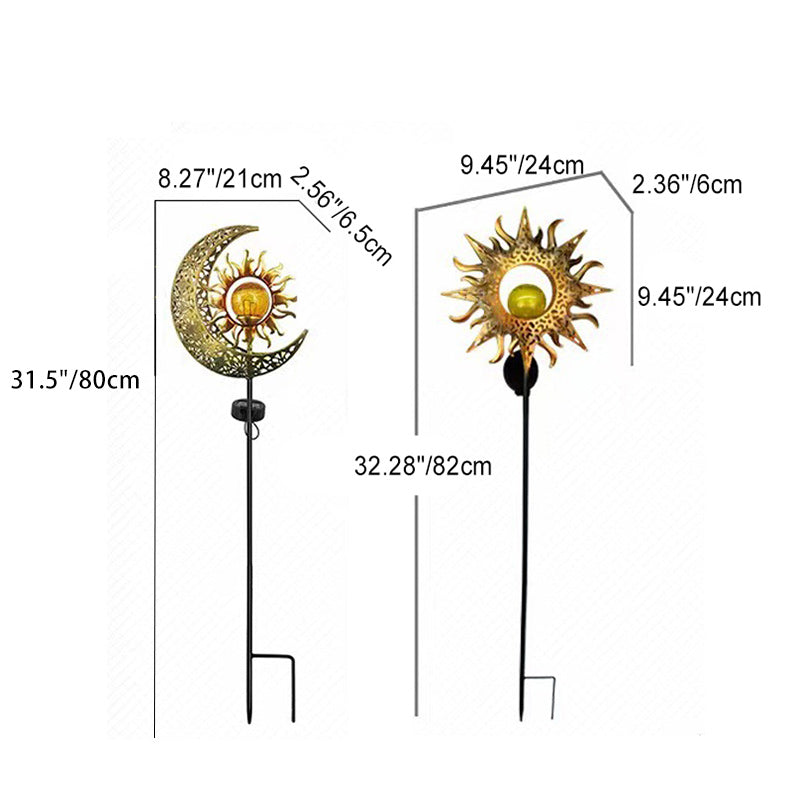 ضوء LED خارجي لحديقة على شكل نجمة وشمس وقمر مصنوع من الحديد والزجاج بتصميم آرت ديكو عصري مقاوم للماء 