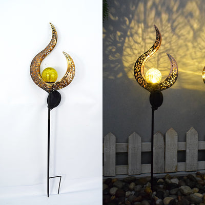 ضوء LED خارجي لحديقة على شكل نجمة وشمس وقمر مصنوع من الحديد والزجاج بتصميم آرت ديكو عصري مقاوم للماء 