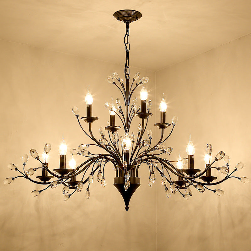 Chandelier traditionnel français en cristal de fer dendritique avec bougie 3/6/9/12 lumières pour salon 