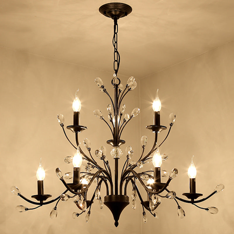 Chandelier traditionnel français en cristal de fer dendritique avec bougie 3/6/9/12 lumières pour salon 