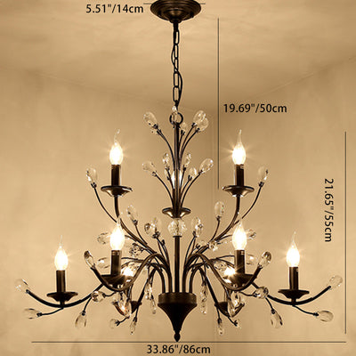 Chandelier traditionnel français en cristal de fer dendritique avec bougie 3/6/9/12 lumières pour salon 