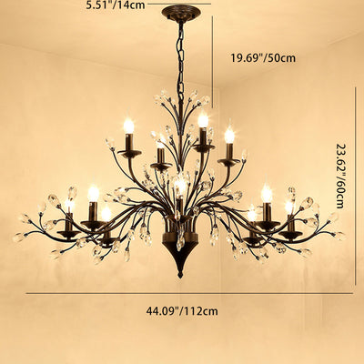 Chandelier traditionnel français en cristal de fer dendritique avec bougie 3/6/9/12 lumières pour salon 